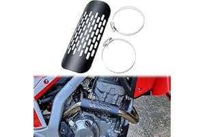 Tongze Motorcycle Exhaust Heat Shield: Universal Metal Steel Exhaust Muffler Pipe Heat Insulation Cover for Mini Bike, Grid Design with Ventilation hole(184MM Length)