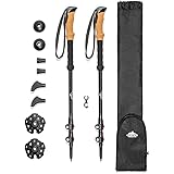 Cascade Mountain Tech Durable 3K Carbon Fiber Lightweight Trekking Poles with Cork Grip and Quick Lock