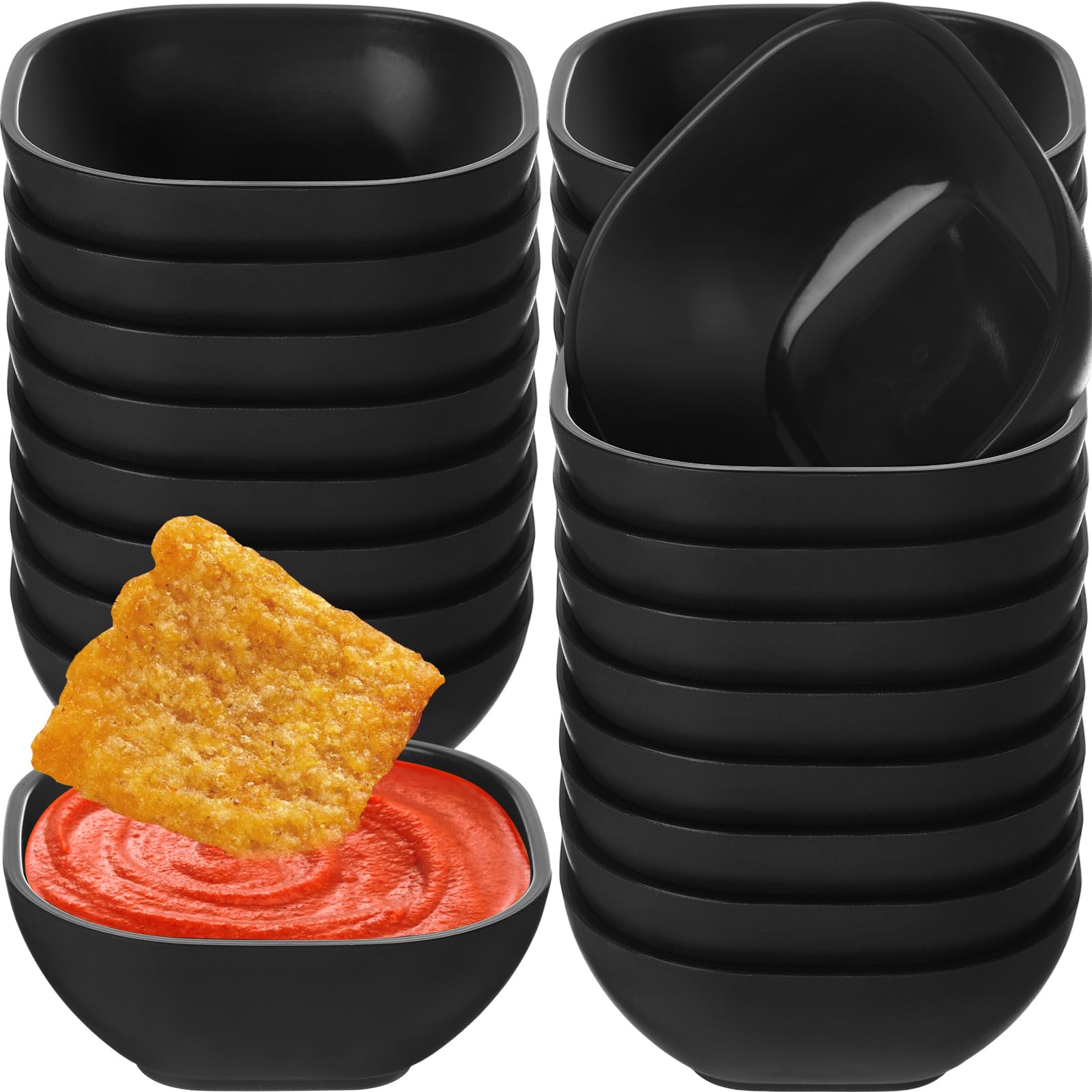 Photo 1 of Tioncy 24 Pack 4.5 oz Small Wheat Straw Dipping Bowls Unbreakable Dessert Bowls Soy Sauce Dishes 3.7 x 3.7 x 1.5 Mini Prep Saucer Dipping Saucers for Side Dish Ketchup Soy Dessert Snack(Black)