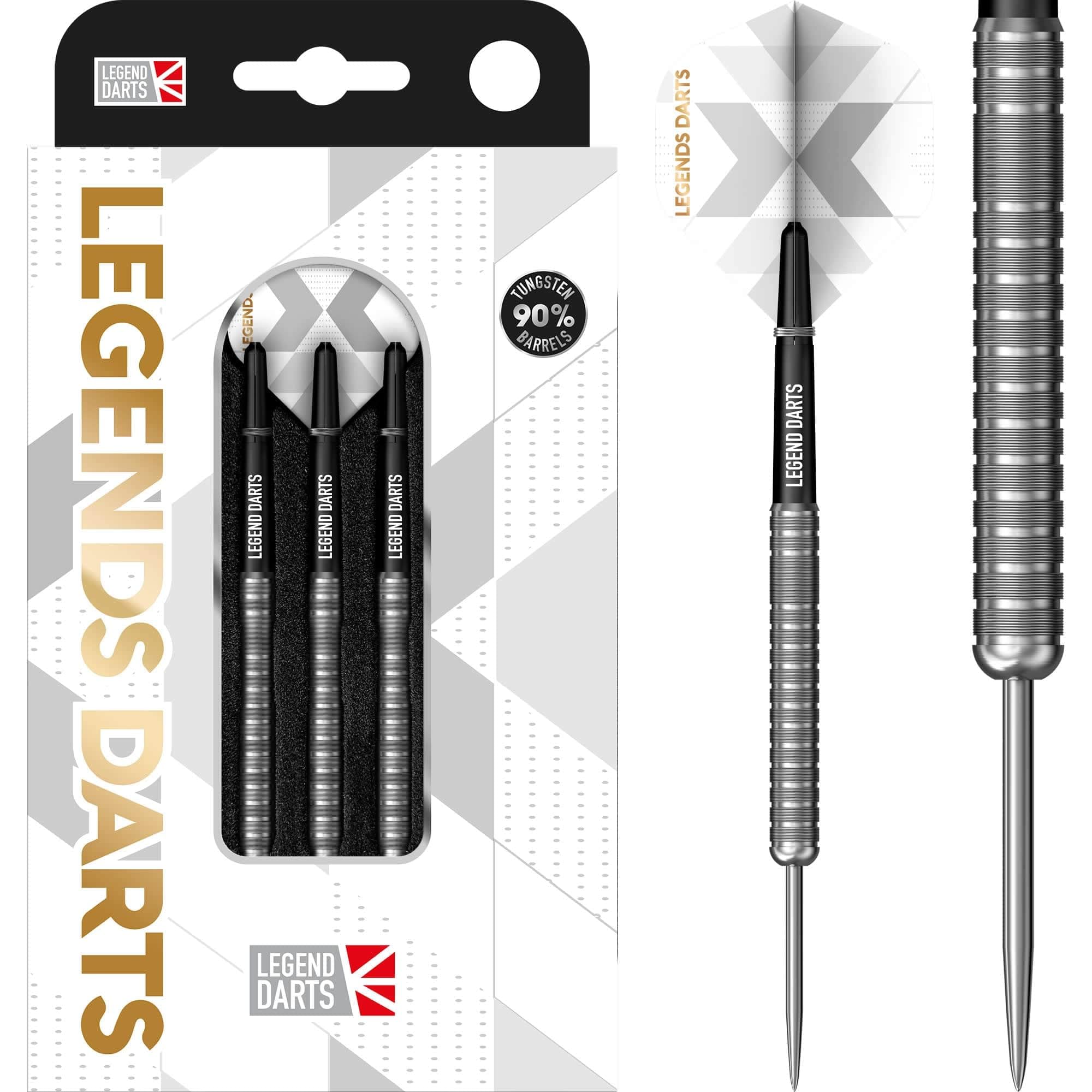 Legend Darts Steel Tip Darts Set | 90% Tungsten | Pro Series | V26 | Fine Micro Ring | Available in Multiple Weights. (22, Grams)