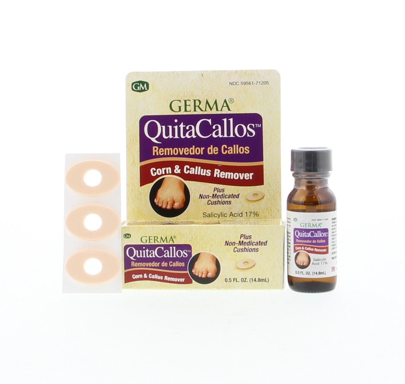 Quita Callos Corn & Callus Remover..Removedor de Callos 0.5 FL OZ. (14.8mL) : Corn And Callus Remover Cushions : Beauty