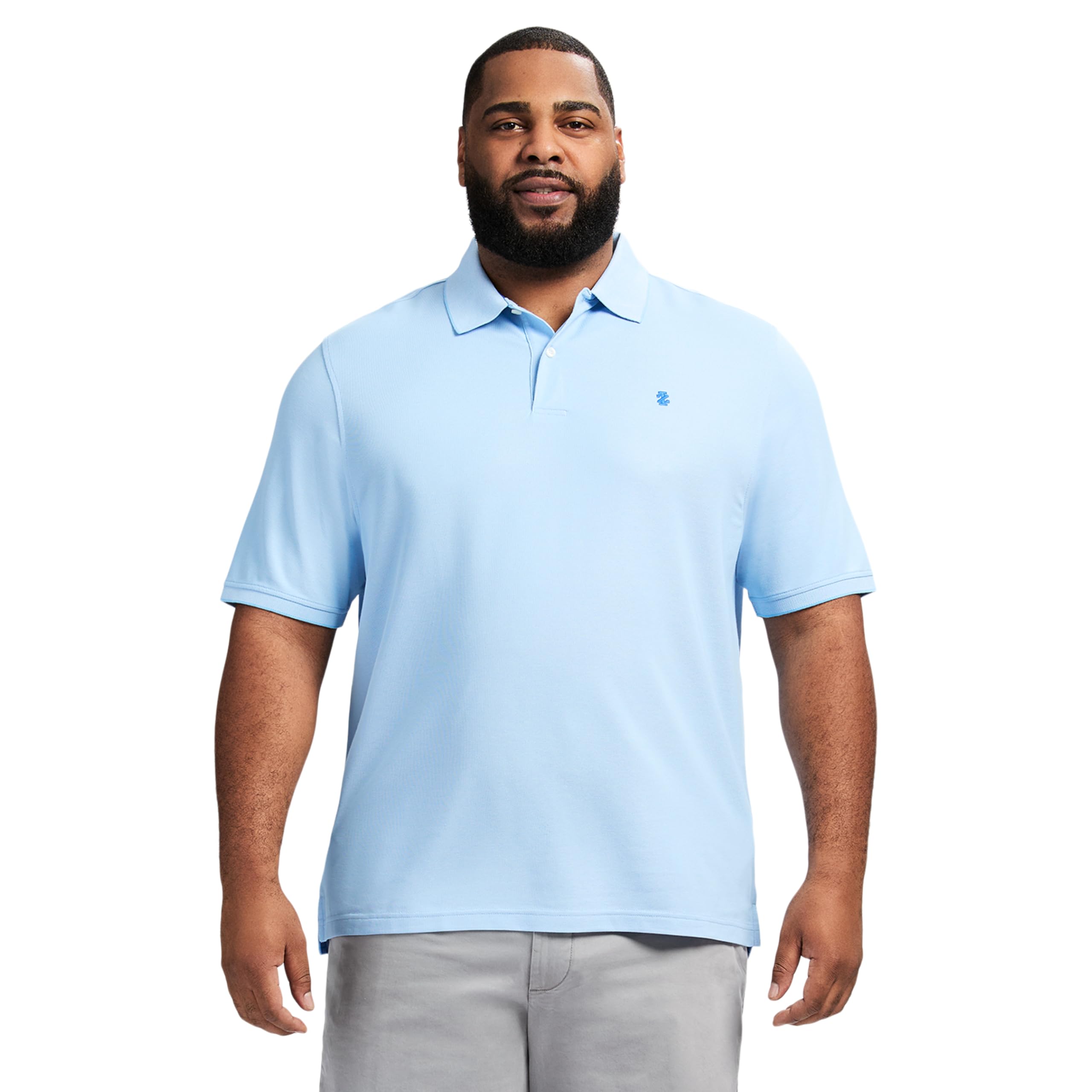 IZOD Men’s Big and Tall Advantage Performance Short Sleeve Polo Shirt, Placid Blue