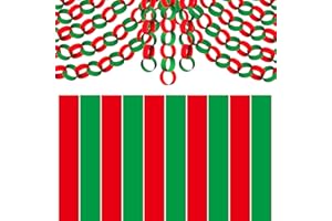 CHRORINE CHLORINE 600 Pcs Merry Christmas Paper Chains Red and Green Color Paper Strips for Holiday Party Decorations DIY Crafts Supplies (Red Green, 1 x 7.08 inches)