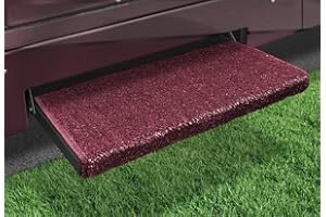 Prest-O-Fit 2-1054 Jumbo Wraparound + Plus RV Step Rug Burgundy Wine 23 In. Wide