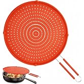 Silicone Large Splatter Screen for Frying Pan, Pan Splatter Guard | Heat-Resistant Splash Guard for Frying Pan,Bacon Splatter Guard, Dishwasher Safe, Red（16in&times;12in&times;0.5in）