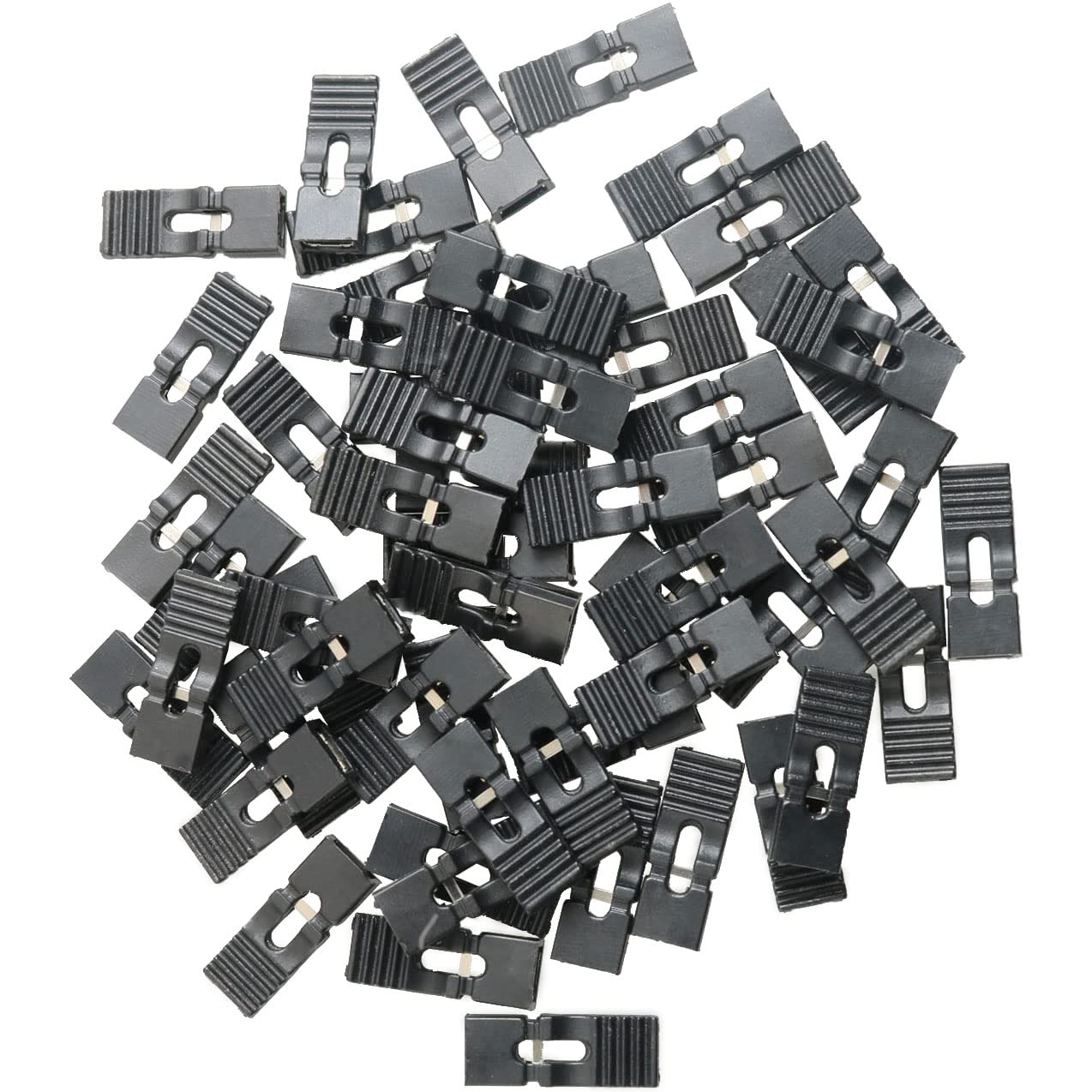 Photo 1 of MEETOOT 100pcs Black 2.54mm Standard Pin Header Jumper Cap Lengthened Short Connection Block Circuit Board Shunts Short Circuit Cap for Hard Drive CD DVD Motherboards DIY Accessories 13.5 x 5 x 2.4mm