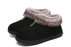 Mishansha Women's House Shoes Memory Foam Suede Moccasin Slippers Winter Warm Fleece Lined Home Shoes with Anti-Skid Rubber Sole