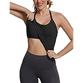 MathCat Seamless Workout Tank Tops with Built in Bra，Racerback Athletic Tank Tops Ribbed Soft Yoga Shirts