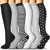 QUXIANG Compression Socks for Women & Men 15-20 mmHg, Best for Medical, Nursing, Running, Athletic, Varicose Veins, Travel
