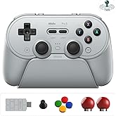 8BitDo Pro 3 Bluetooth Controller for Switch/Switch 2, TMR Joysticks, Programmable Pro Back Buttons&R4/L4 Bumpers, Hall/Tactile Triggers, Swappable ABXY Buttons, for Windows,Apple,SteamOS,Android,Grey