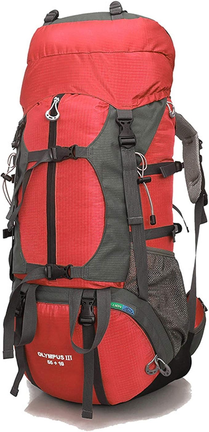 Bag Red Hiking Backpack Climbing Trekking Rucksack 65L Internal Frame