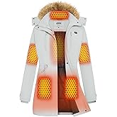 joohoo Graphene Heated Jacket Parka for Women with Rechargeable Battery Pack Included