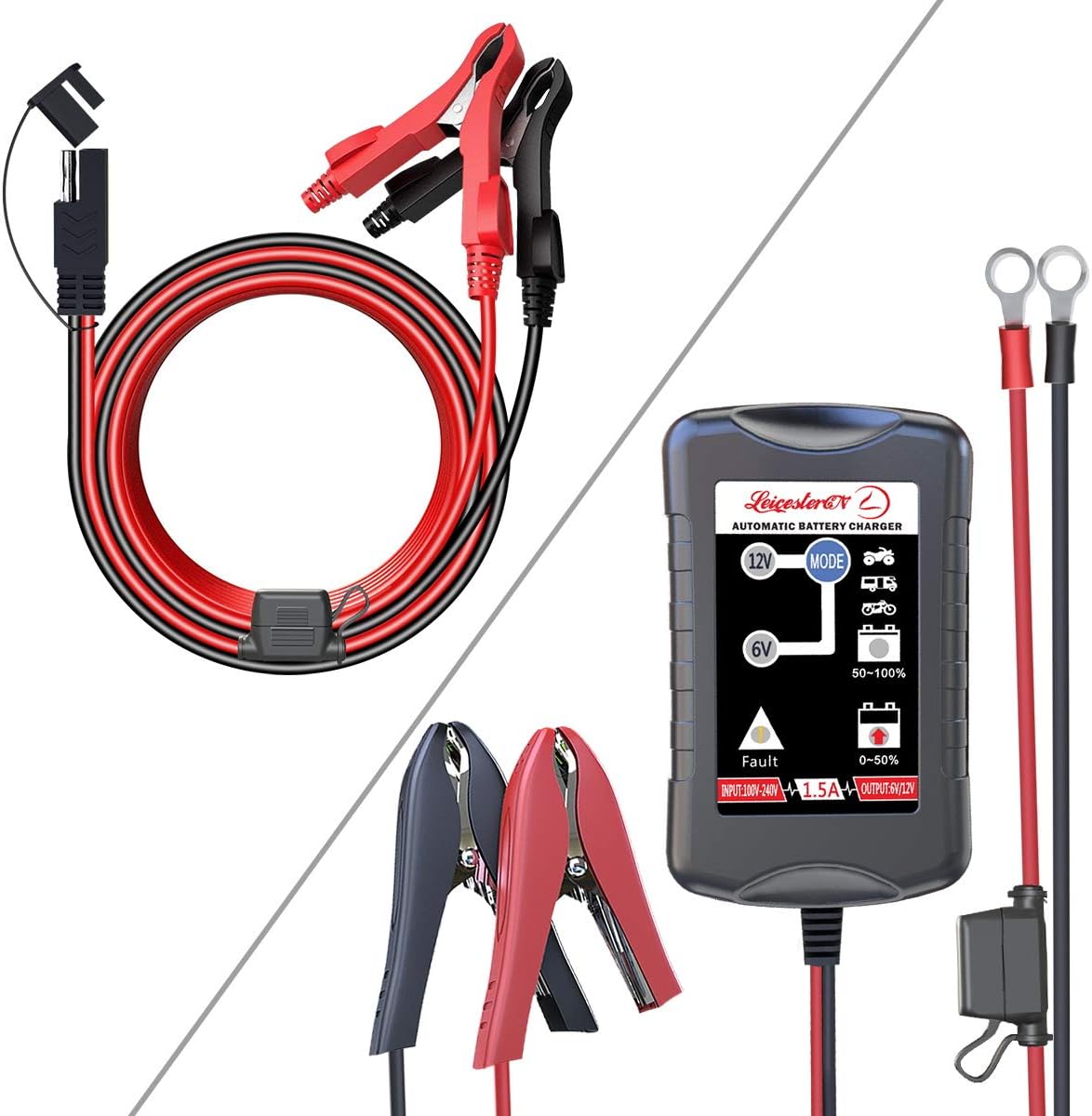 LEICESTERCN 6V 12V Trickle Battery Charger Automatic