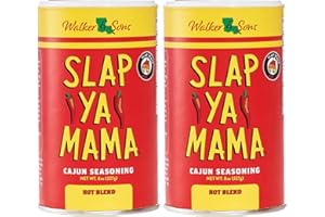 Slap Ya Mama Hot Blend Cajun Seasoning - 8 oz Can, Pack of 2, All Natural, No MSG, Kosher, Gluten-Free - Authentic Louisiana Flavor