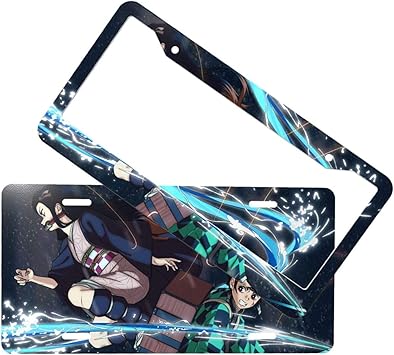 Exterior Accessories Automotive Florastudio Hu Wrenho Demon Slayer Aluminum License Plate Frame With Screw Caps 2pcs 2 Holes12 3 X 6 3 Inch Anime Licenses Plates Frames Car Licenses Plate Covers Holders For Us Vehicles
