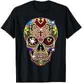 Sugar Skull Day of The Dead Cool Bone Head Skulls Gift Idea T-Shirt