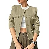 Cicy Bell Womens Cropped Tweed Blazers Jacket Collarless Button Down Business Casual Winter Coats 2026 Spring Outfits