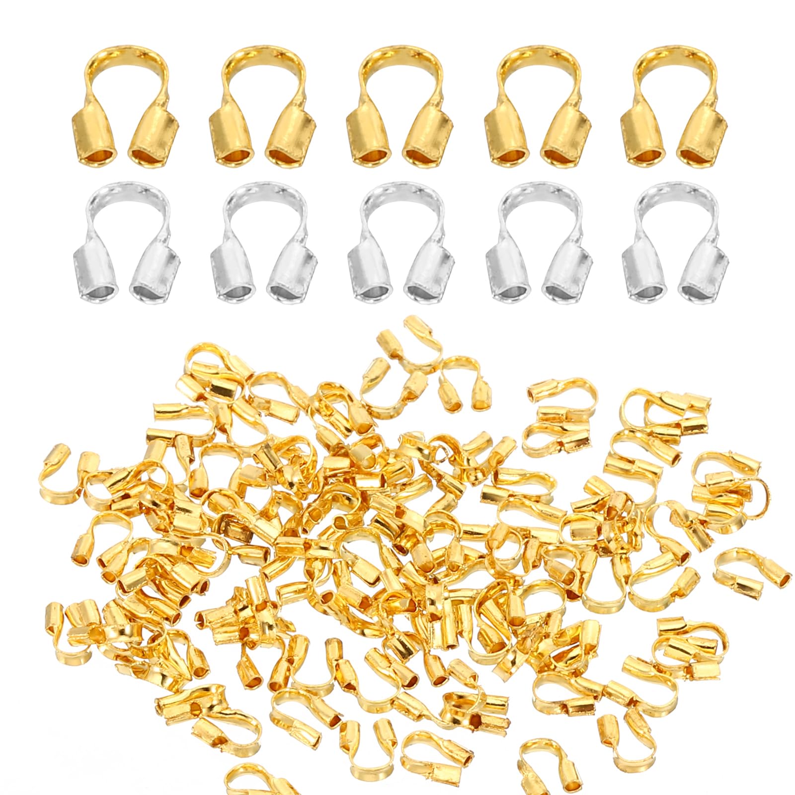 PATIKIL 0.7mm Hole Wire Guard Thread Protector Set, 200Pcs Alloy U Shape Loop for Jewelry Making Necklace Bracelet Earring DIY Crafts Accessories, Gold Tone, Silver Tone