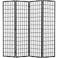 FDW Room Divider 4 Panel Oriental Shoji Screen 6Ft Folding Privacy Divider Wall Divider Portable Freestanding Partition Screen Japanese-Inspired Wood Divider,White