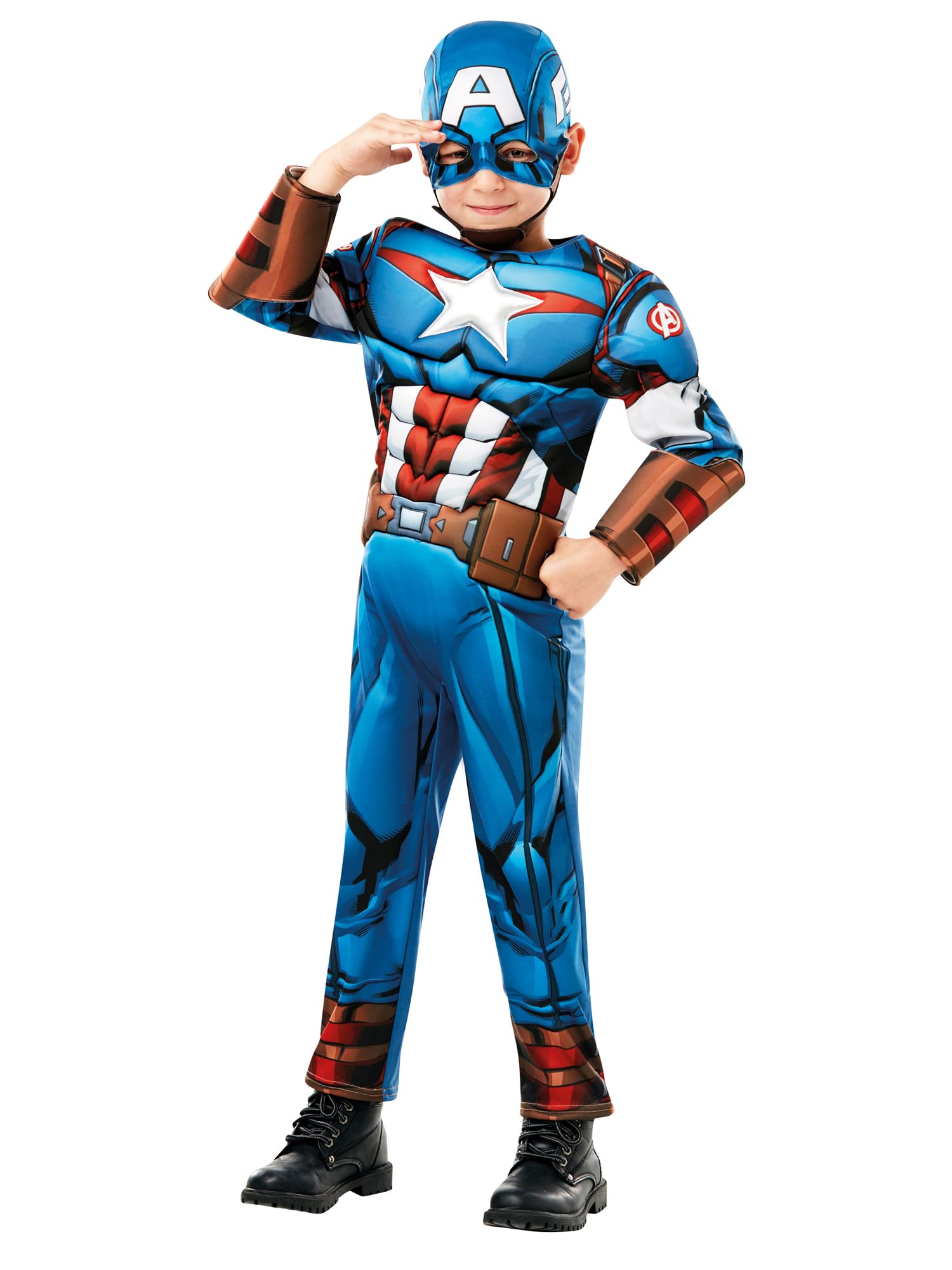 Rubies 640833L Official Marvel Avengers Captain America Deluxe Child Costume, Boys, Large Age 7-8, Height 128 cm Halloween
