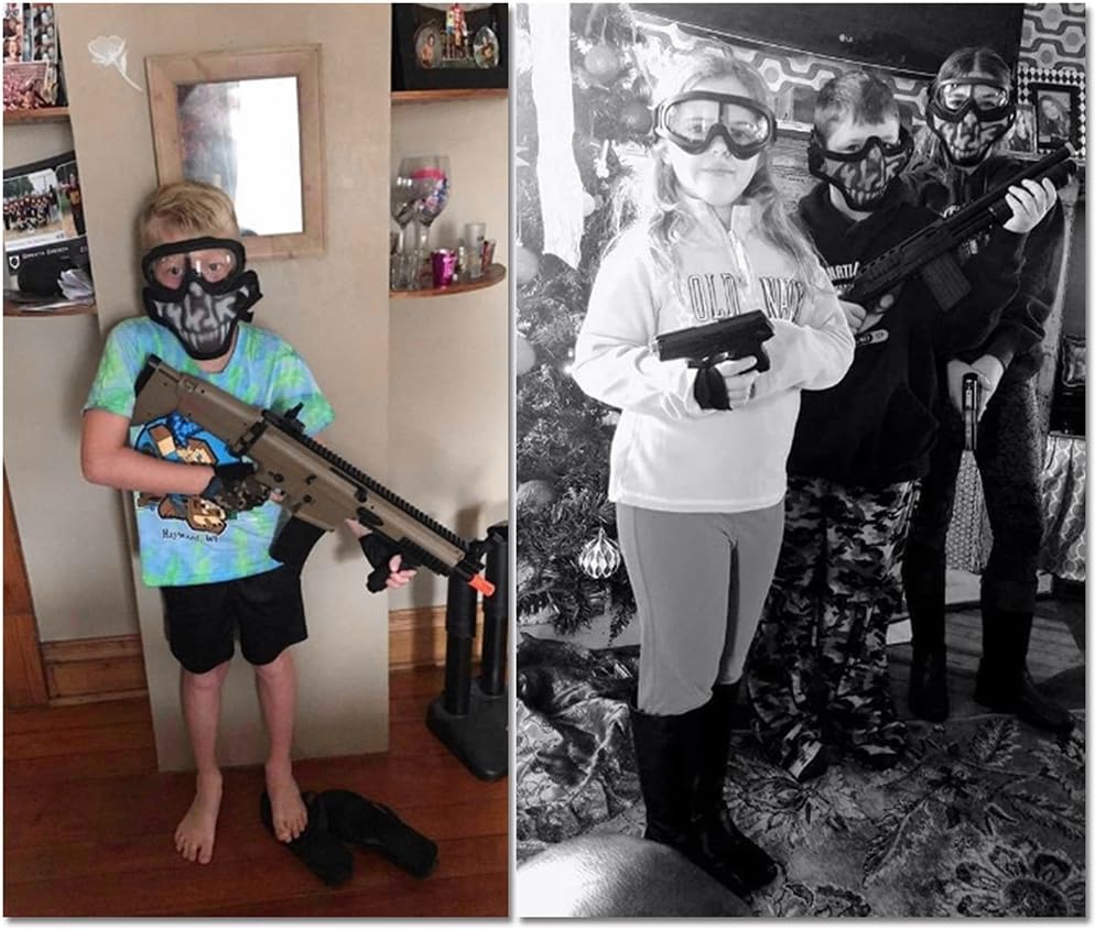 Outgeek Airsoft Half Face Mask Steel Mesh and Goggles Set for Halloween and Xmas(Skull Set) : Sports & Outdoors
