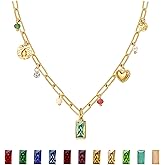 Sundurich Gold Necklace for Women Dainty 14K Gold Plated Birthstone Necklace Green Blue Pendant Charm Necklaces Birthday Gifts Waterproof Jewelry