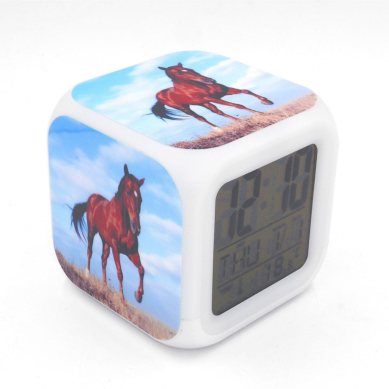 BoFy Led Alarm Clock Brown Horse Pattern Personality