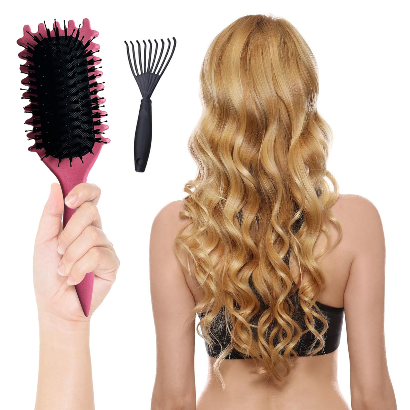 AYNKH Curl Defining Brush for Curly Hair - Detangling and Shaping Bristle Brush - Styling Comb Tool for Women and Men With Less Pulling