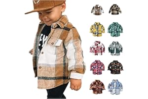Pisexur Fashion Flannel Shirt Jackets Plaid Long Sleeve Lapel Button Down Shacket Fall Winter Coat Outwear Casual