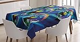 Ambesonne 70s Party Tablecloth, Colorful and Funky