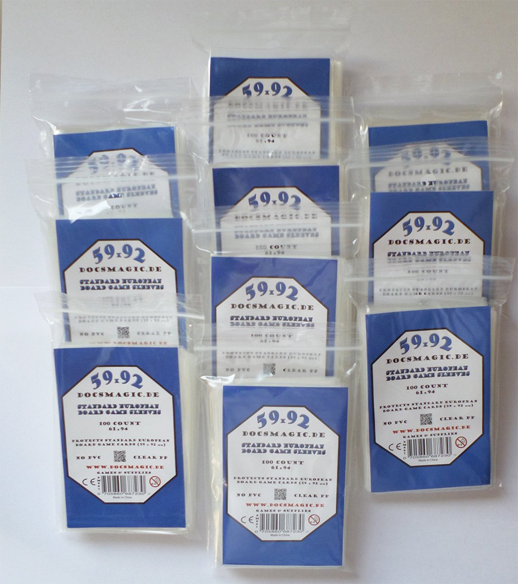 Docsmagic.de 1.000 Standard European Board Game Sleeves - 10 Packs - 61 x 94 - EU - 59 x 92