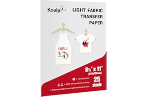Koala Iron On Transfer Paper for White or Light Fabrics-25 Sheets 8.5x11'' Inkjet Printable T Shirt Transfer Paper for Make C
