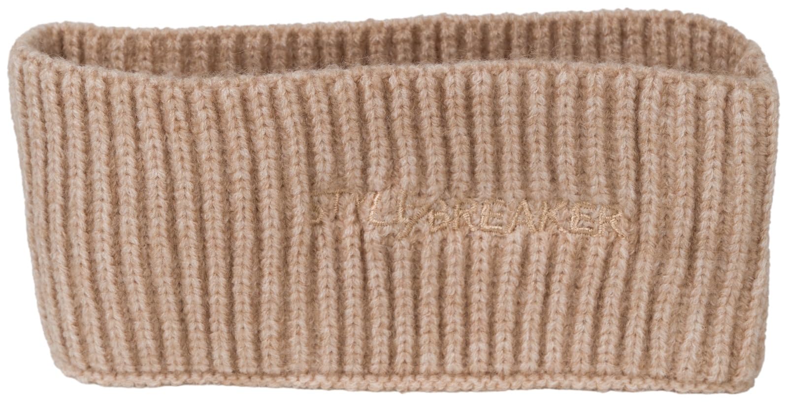 styleBREAKER Women's Knitted Headband with Ribbed Pattern, Logo Embroidery, Warm Winter Hairband, Headband 04026068, Colour:Light Brown