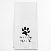 EIONEY We're Dog People Funny Paw Kitchen & Tea Towels, Dish Cloth Flour Sack Hand Towel for Farmhouse Decor, 24 X 16 Inches Cotton Dishcloths, Dog Lovers Owners Gifts