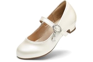 DREAM PAIRS Girls Mary Jane Low Heel Princess Flower Wedding Party Pump Dress Shoes