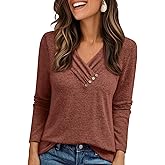 AUTOMET Womens Long Sleeve Tunics Fall Tops 2026 Business Casual Blouses | Lightweight Sweaters,Dressy Tops,Casual Tops,Ladies Work Tops,Soft Fabric