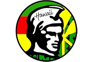 SALT WATER JOHNNY'S Hawaii-an King Kamehameha Bumper Sticker | Kanaka Maoli Native Flag Premium Decal | 3 X 3 Inch Fitted Circle - for Cars, Windows, Bumpers, Hydro-Flasks, Water Bottles + Sticks Anywhere Kame-ha Hawaii