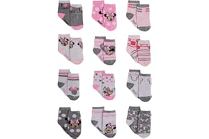 Disney Baby Girls Socks - 12 Pack Soft Newborn Baby Socks with Disney Character Prints - Cute Newborn and Infant Socks, 0-24M
