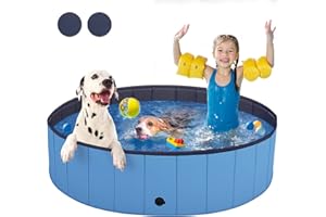 T2Y Dog Pool, 2023 Upgraded Kiddie Pool with 6mm High-Strength PP Board, Quick to Set Up and Drainage Hole,Thickened Bottom Foldable Pet Pool Suit for Large Dogs (47 x 12 Inches Blue)