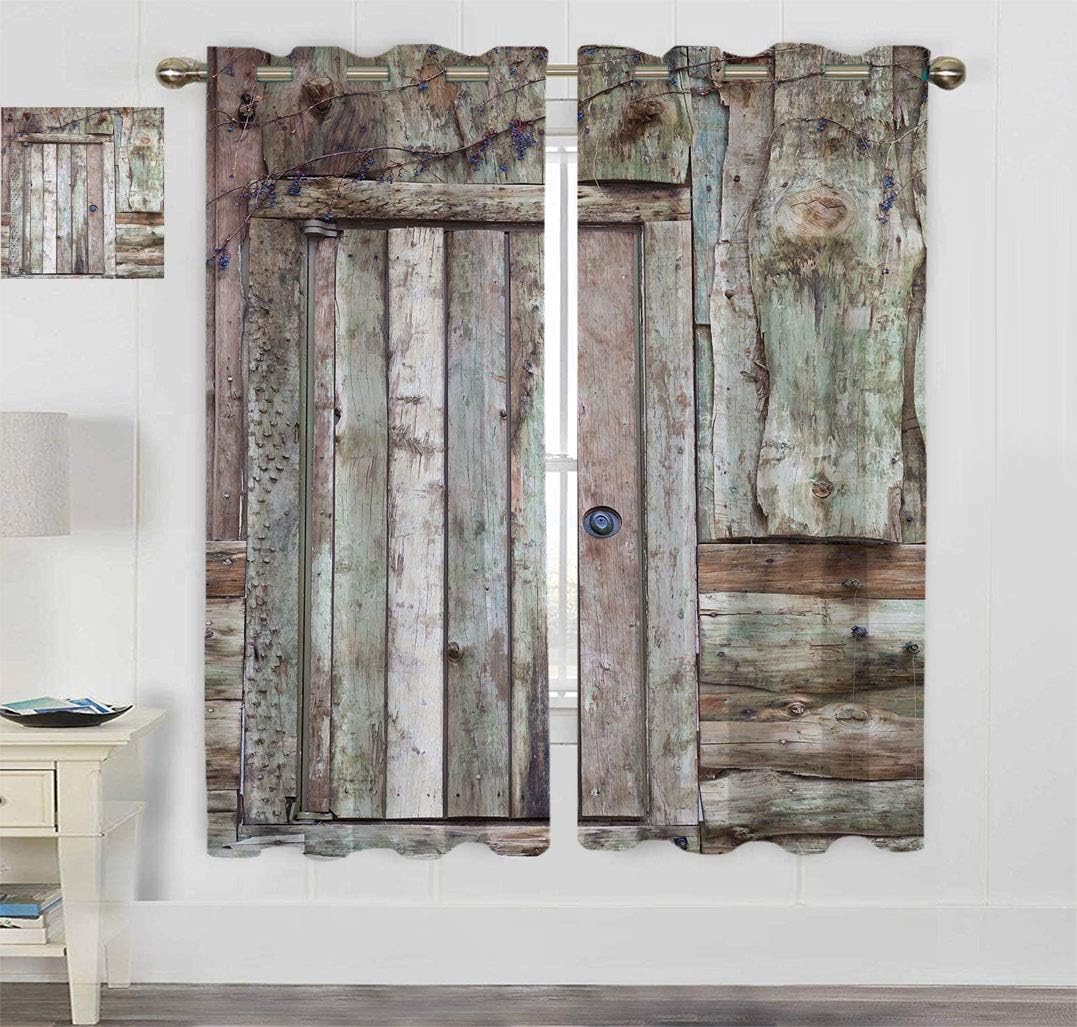 Rustic Decorative Curtain, Old Rustic Barn Door Cottage