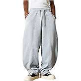 Verdusa Men's Baggy Sweatpants Wide Leg Workout Pants Athletic Sport Trousers with Pockets