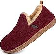 LongBay Women's Felt Bootie Slippers Warm Cozy Memory Foam Slipper Boots with Polar Fleece Lining Non Slip House Shoes Indoor Outdoor