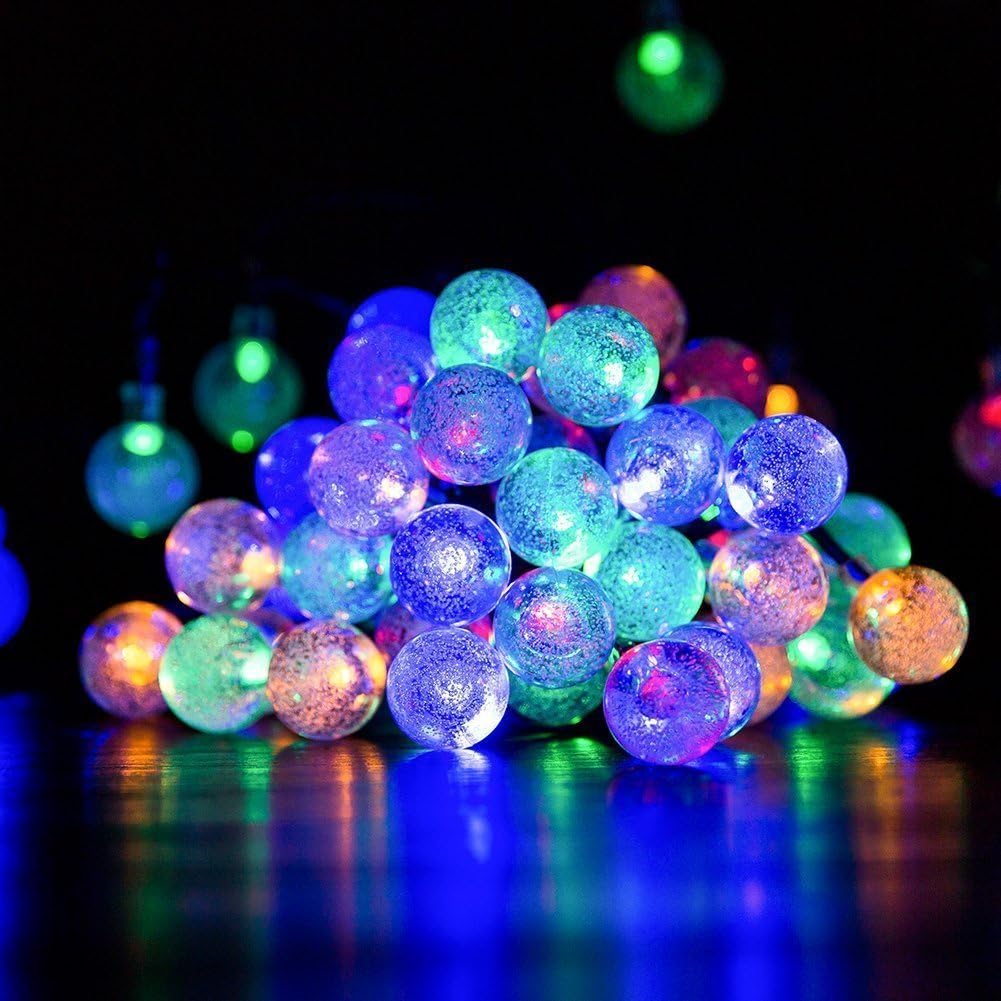 Solar Globe Fairy Lights 60 LED, Satu Brown 36ft 11M Patio String Lights, Outdoor Lighting for Festive Garden Decoration, Camping, Christmas Party, Yard Deck (Multi-Color)