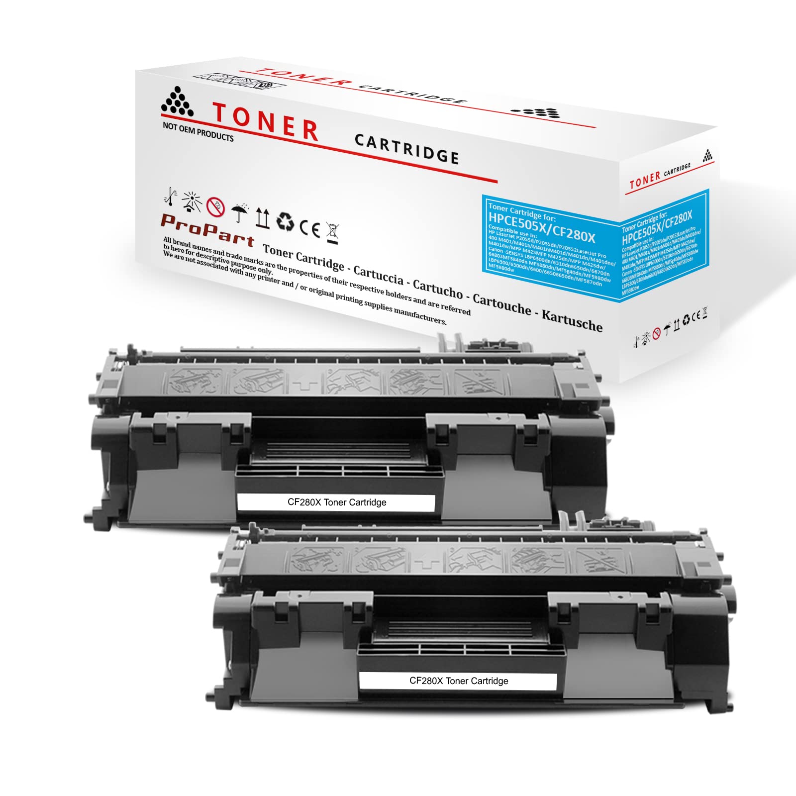 BeOne 2X 80X CF280X 80A CF280A Toner Cartridges Compatible for LaserJet Pro 400 M401a M401d M401dn M401dne M401dw M401n M425dn M425dw Printers (2 Black)