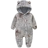 Jimonda Baby Tie Dye Snowsuit Winter Fleece Jumpsuit 0-18 Months, 100% Polyester Hooded Romper with Bear Ears for Infant