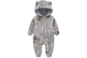 Jimonda Baby Tie Dye Snowsuit Winter Fleece Jumpsuit 0-18 Months, 100% Polyester Hooded Romper with Bear Ears for Infant