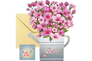 Poqirzan 3D Pop Up Cherry Blossom Paper Cards Congratulations on Graduation Flower Bouquet Graduation Greeting Cards Flower W