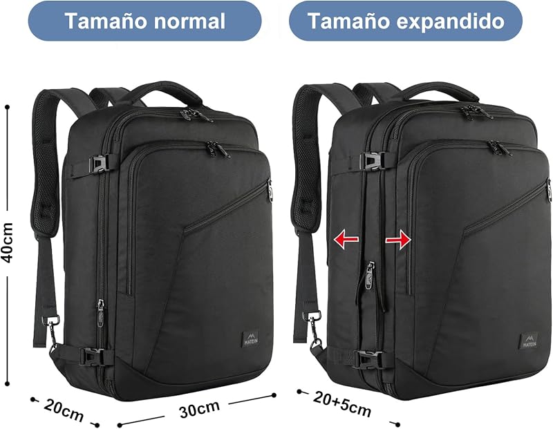 Mochila de Viagem Cabine Avião 40x30x20, Mochilas de Viagem para Mulheres e Homens, Mochila Cabine 30L Malas de Viagem, Mochila de Viagem Cabine Trabalho e Vida para Vueling, Ryanair, Preto