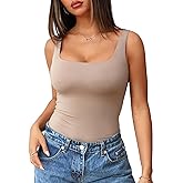 Ibeauti Womens Square Neck Tank Tops Fitted Double Lined Tops Basic Layering Tanks Summer Sleeveless Shirts
