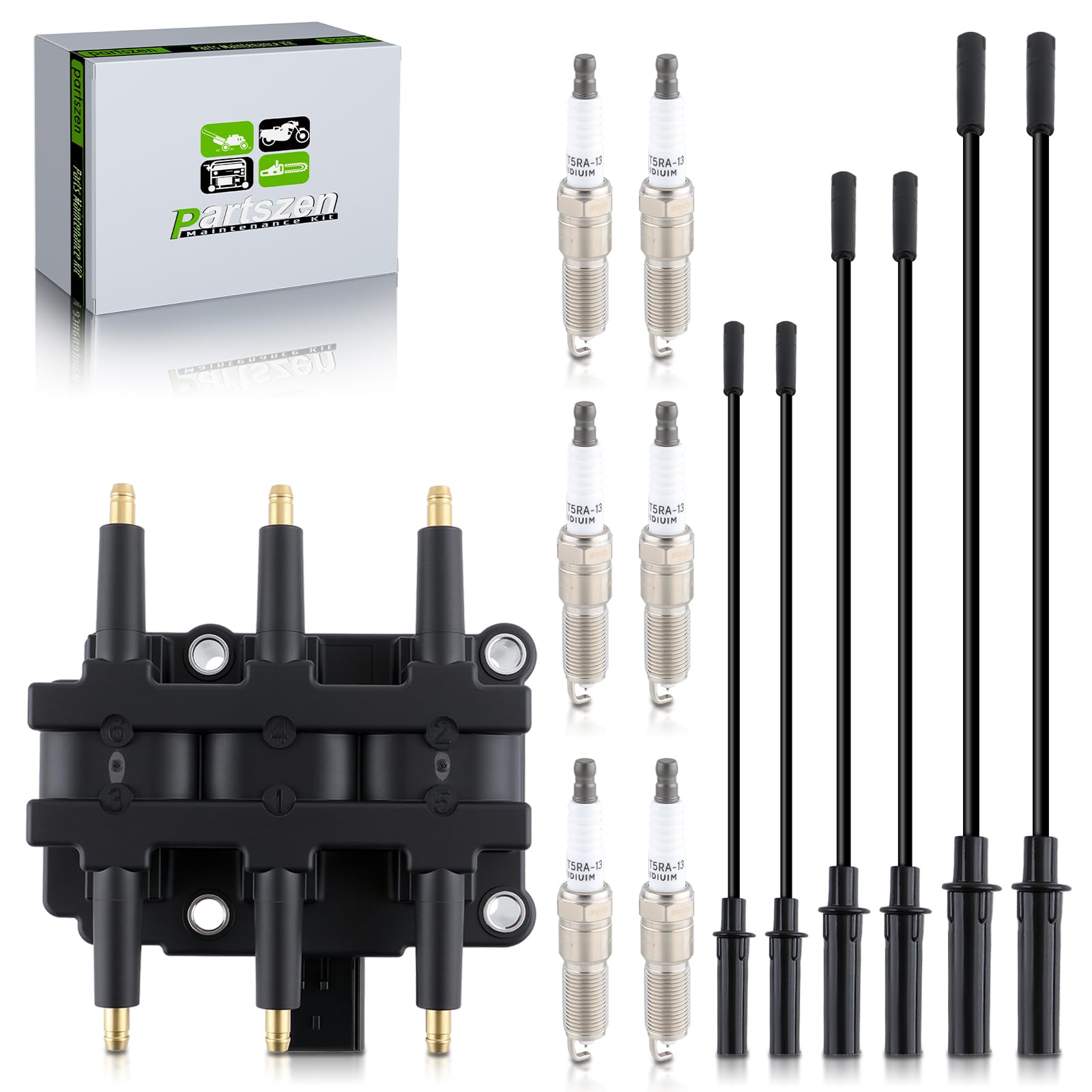 Photo 1 of partszen UF305 UF190 Ignition Coil with 6 Spark Plug 41-105 and 671-6262 Wire Set Fit for Chrysler Grand Voyager Pacifica Town & Country for Dodge Grand Caravan for Volkswagen Routan